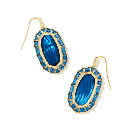 Kendra Scott Gold Sea Blue Illusion Elle Crystal Frame Drop Earrings
