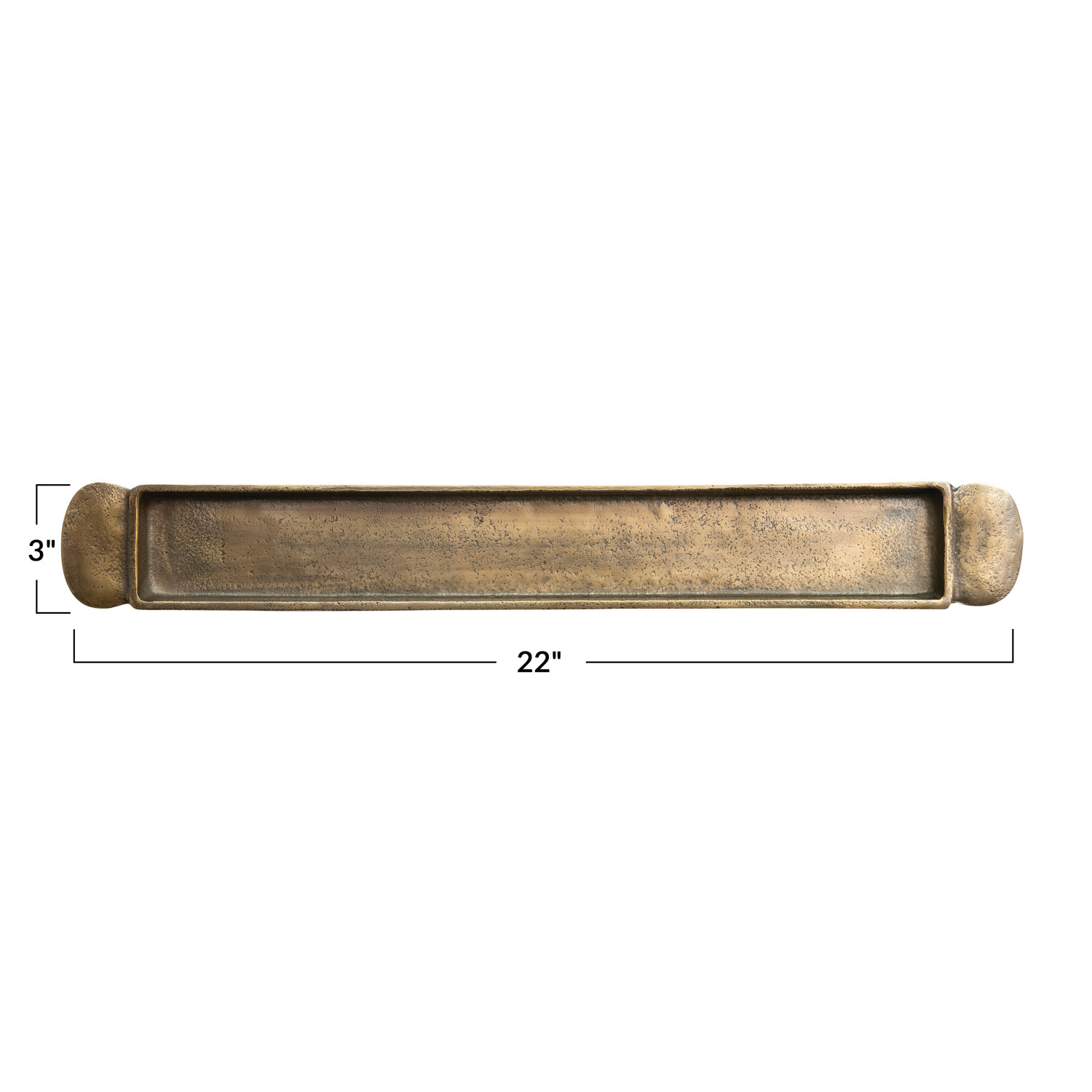 Decorative Cast Aluminum Tray w/ Handles, Antique Brass Finish
