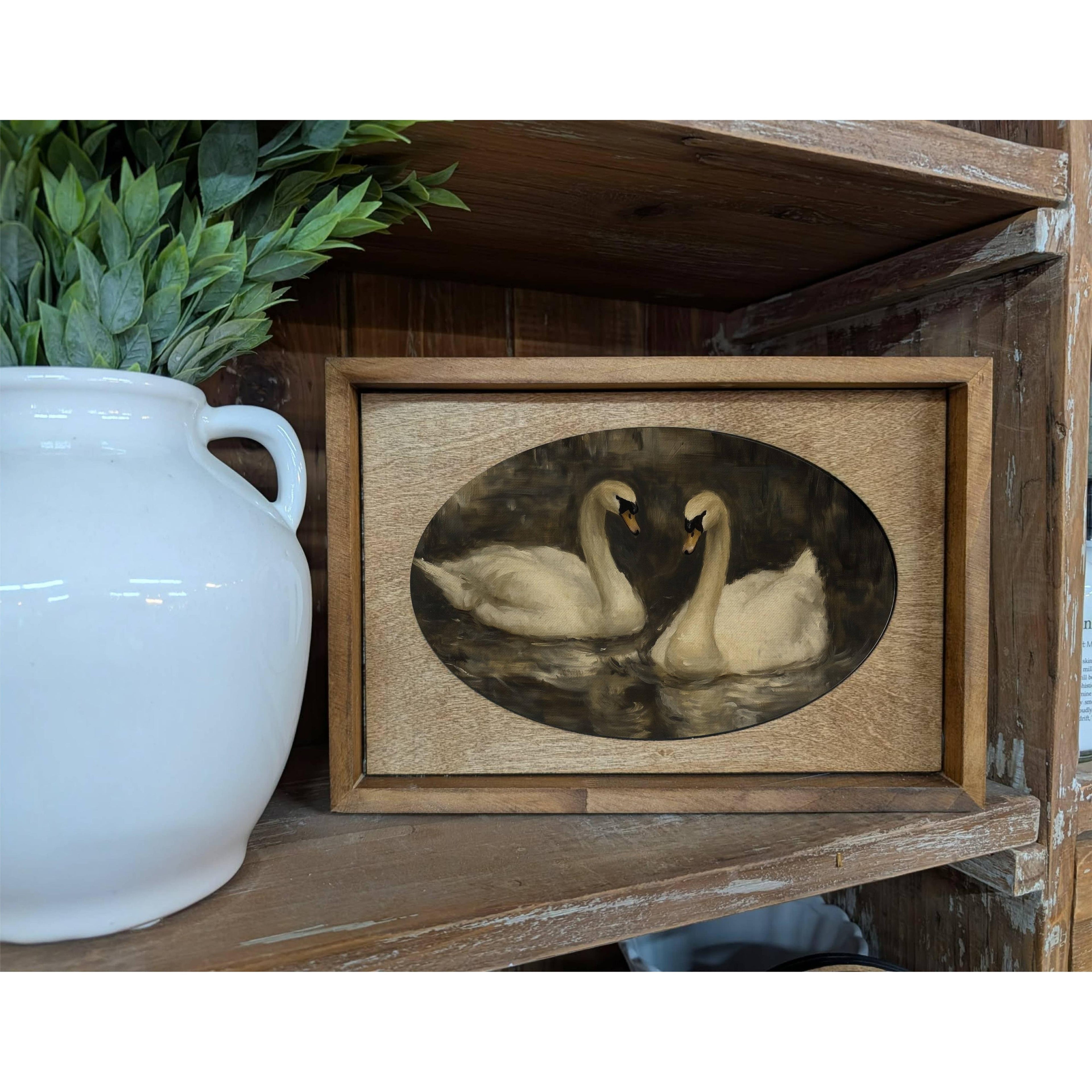 Box Framed Canvas Art Midnight Swans | Bridal Shower Harley Hinton & Ervey Sanchez