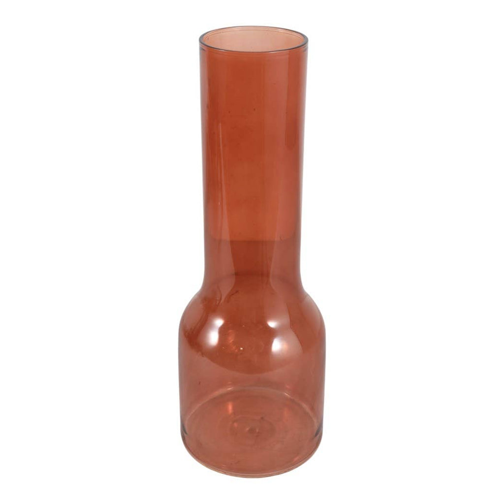 Decorative Vase - Brown Glass Long Neck Sculptural, 16 in.