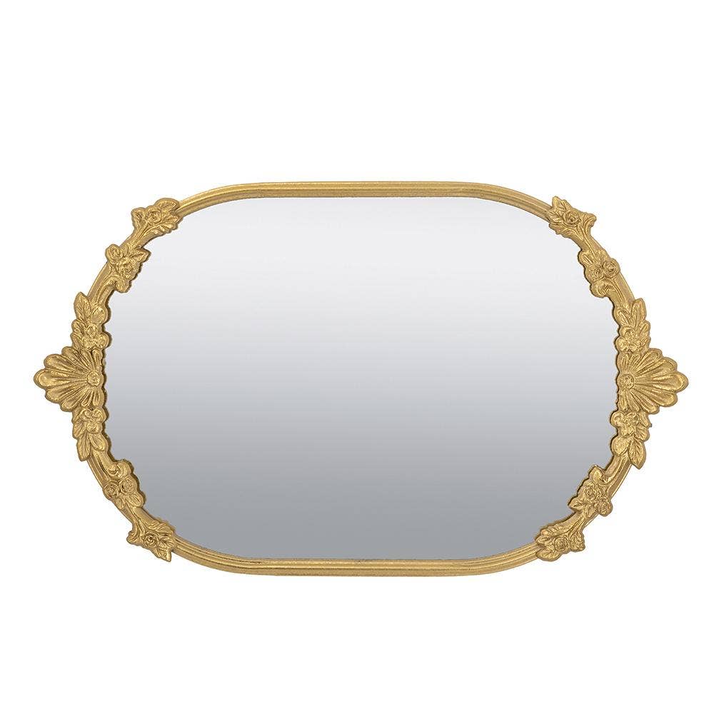 Mirror Tray with Gold Iron Floral Frame
