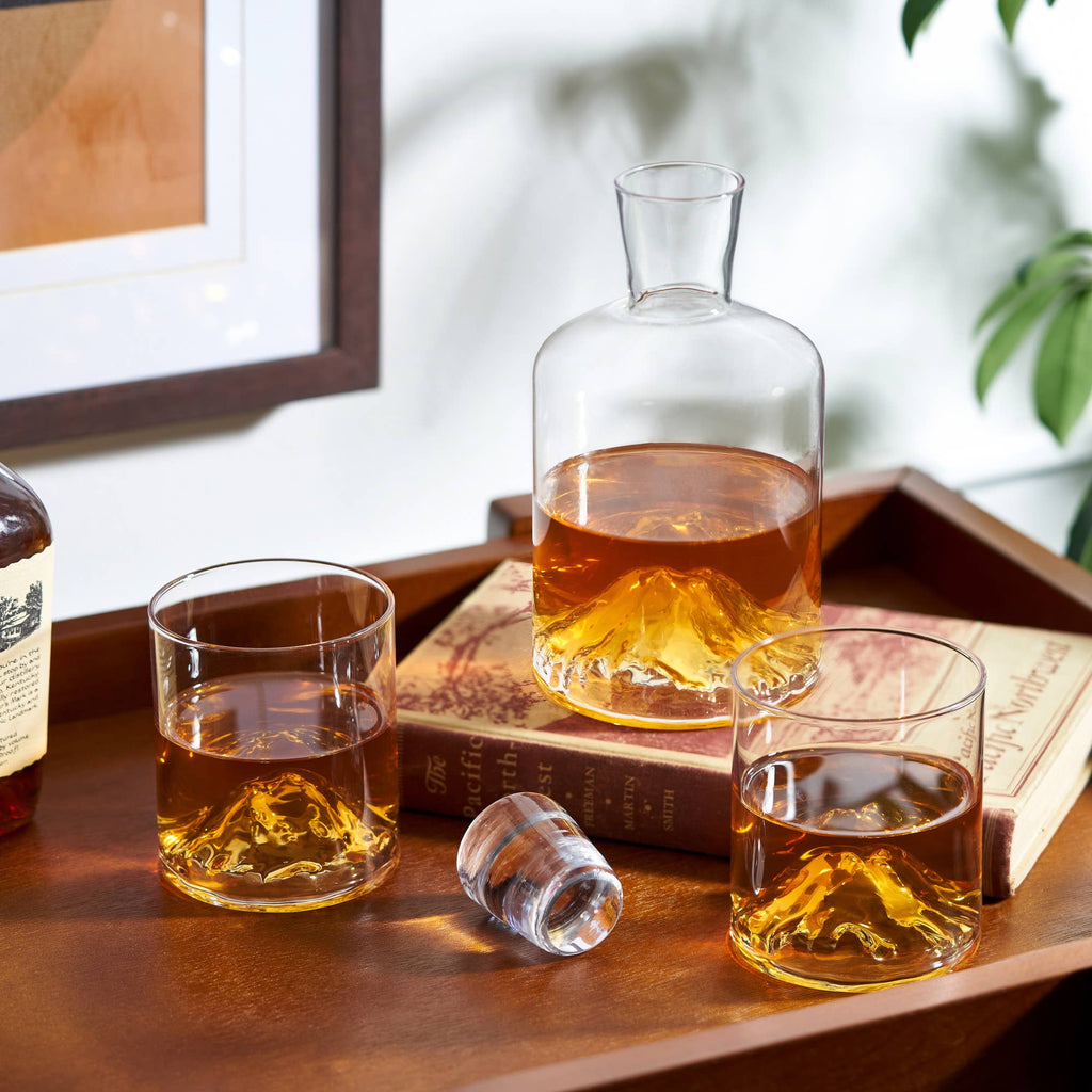 Mountain Crystal Decanter and Tumblers Set of 3