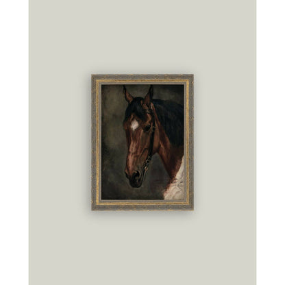 Horse Portrait Framed Antique Art