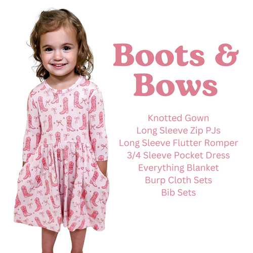 Bib Set, Cowgirl Boots & Bows