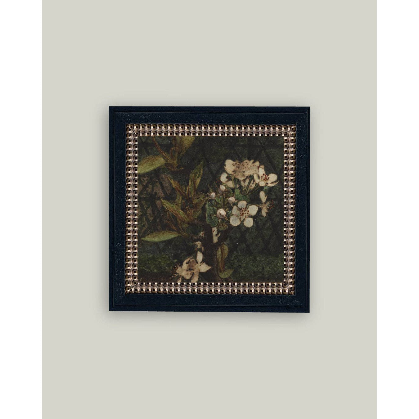 Dark Apple Blossoms Framed Antique Art