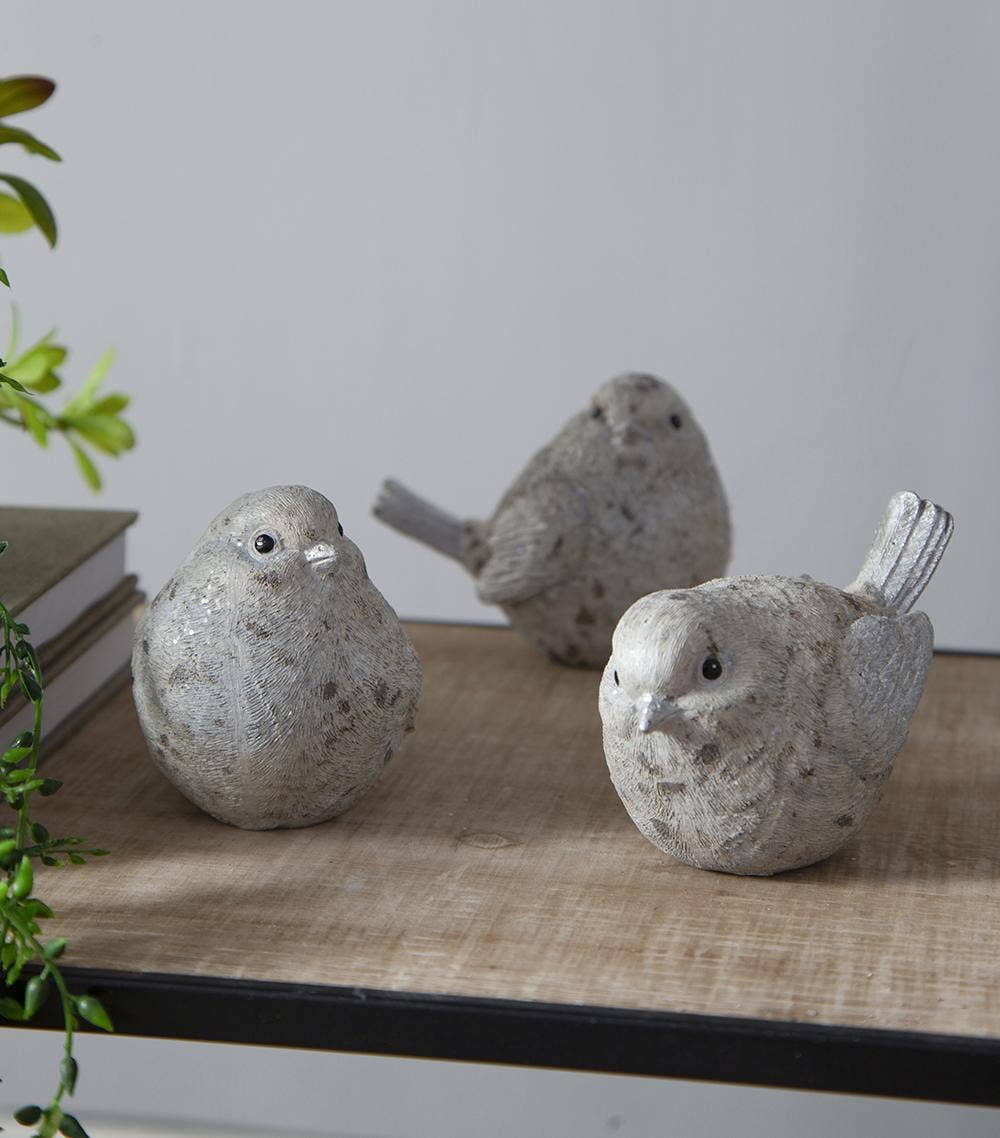 Resin Sparkly Snow Bird, Set of 4
