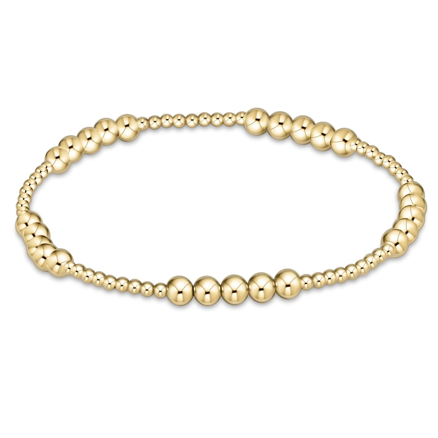 Classic Blissful Pattern 2MM Bead Bracelet, 4MM Gold