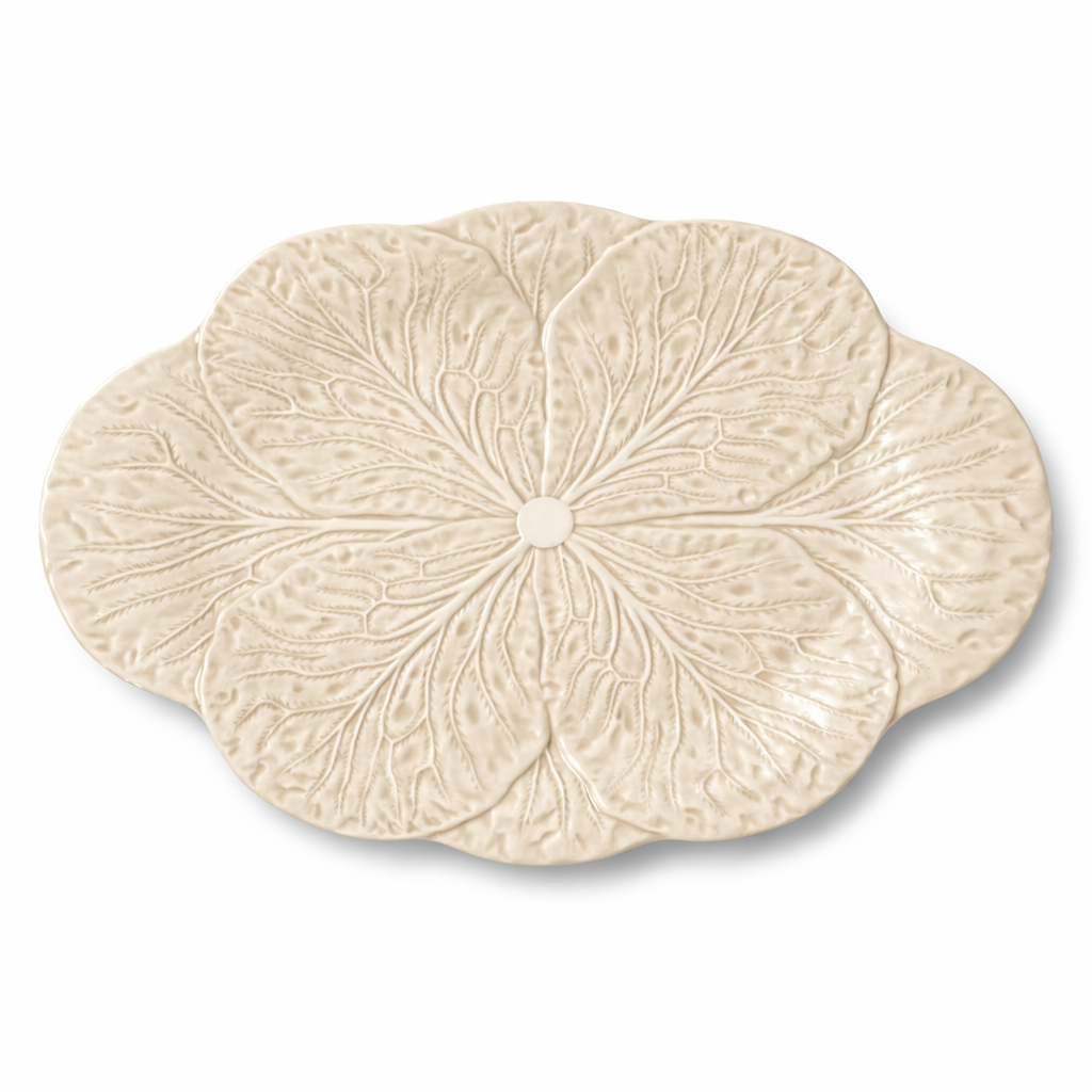 Le Jardin White Cabbage 3-D Oval Platter
