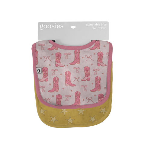 Goosies Bib Set of 2, Cowgirl Boots & Bows