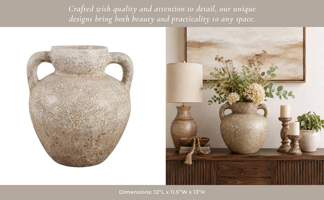 Decorative Vase - Brown/Gold Terracotta Rustic, 12.75 in.