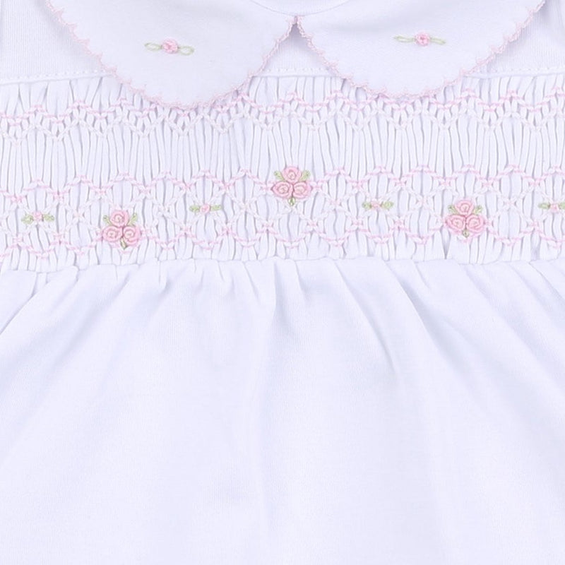 Alice and Andrew Pink Smocked Collared Ruffle S/S Diaper Cover Set