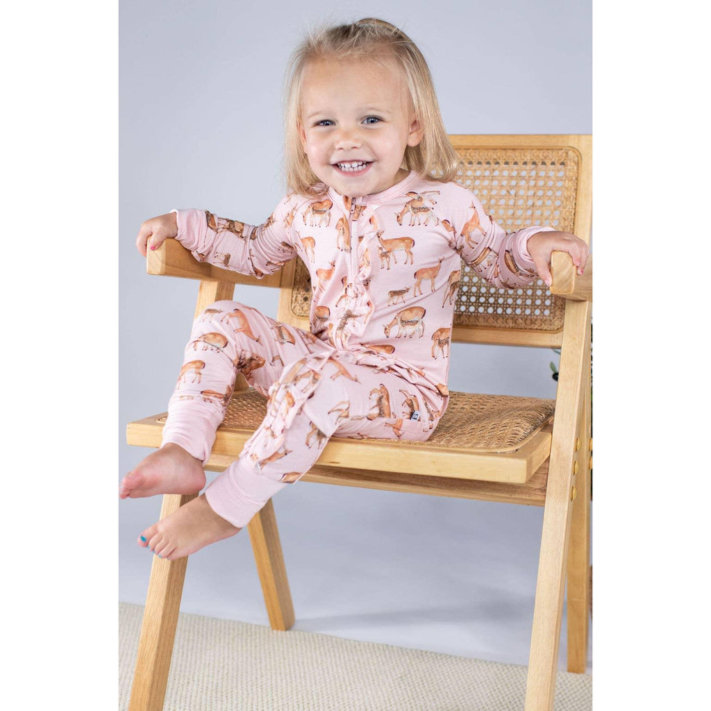 Convertible Zip PJ with Ruffles, Does & Fawns