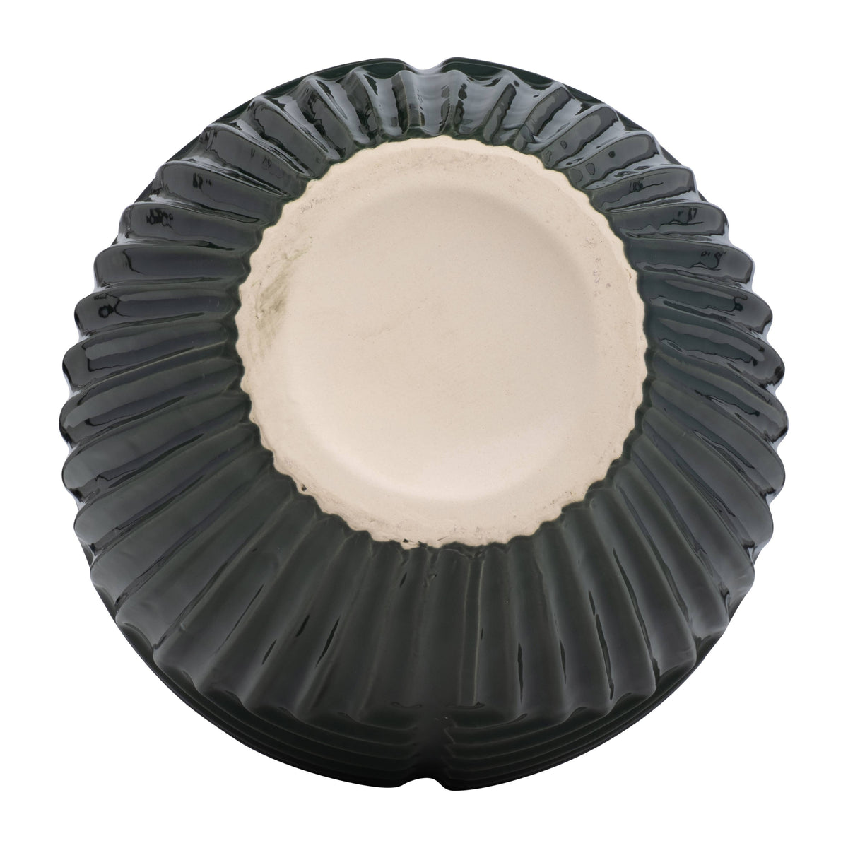 Forest Green Tribal Ribbed Ceramic Vase, 16 in.