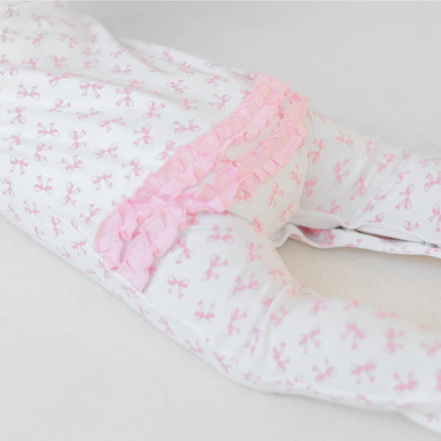 Baby Bows Printed Ruffle Footie