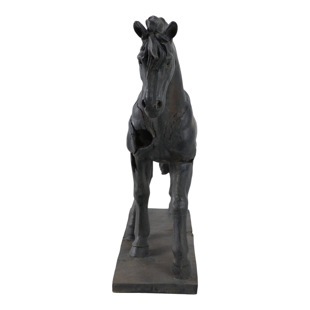 Sculpture - Brown Resin Cracked Horse On Stand, 16 in.