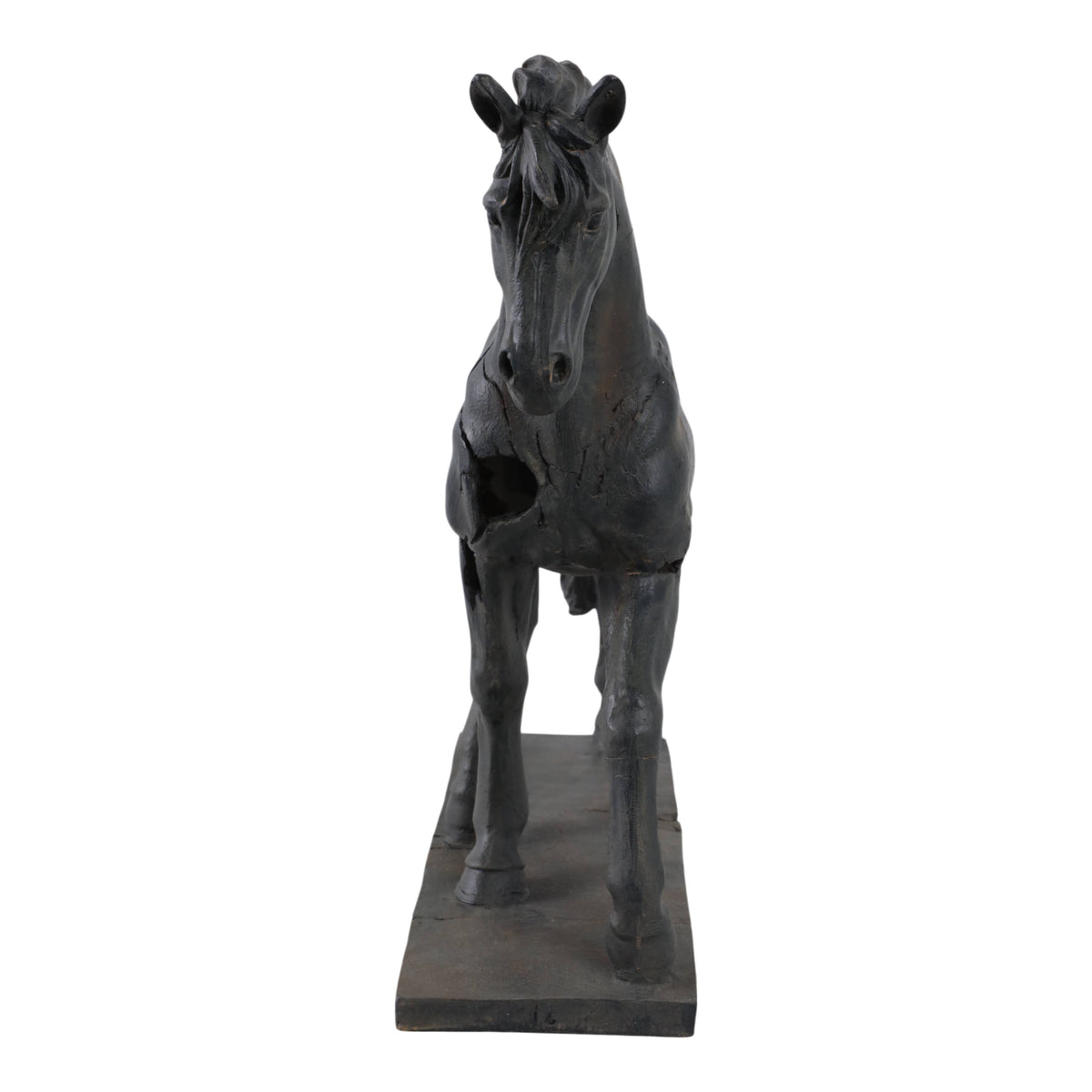 Sculpture - Brown Resin Cracked Horse On Stand, 16 in.
