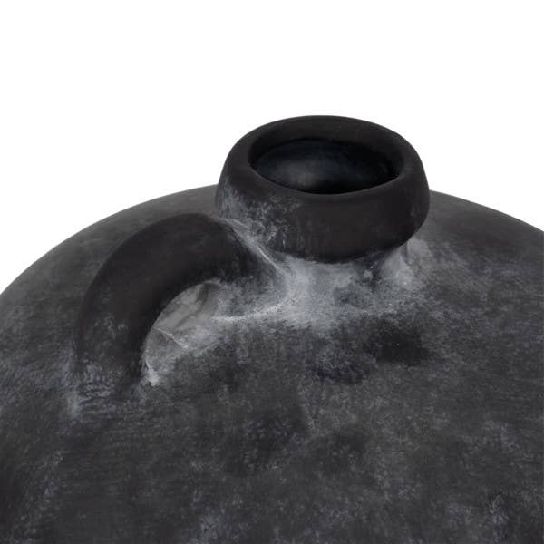 Decorative Vase - Black Weathered Terracotta Jug Handle, 10 in.