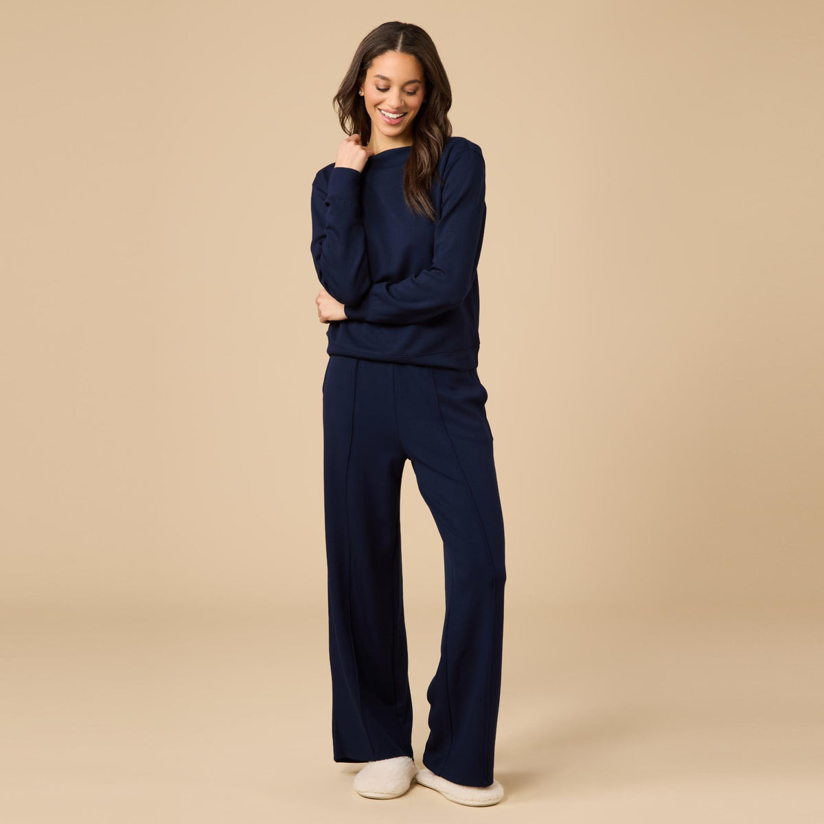 DreamTech Boat Neck with Pintuck Pant in Midnight