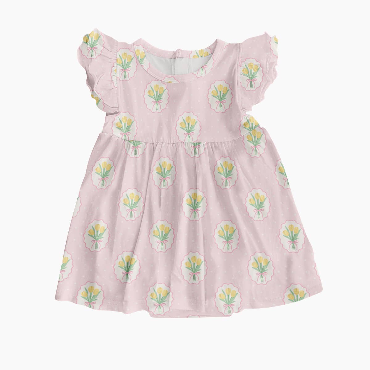 Short Sleeve Bodysuit Dress, Fancy Tulips