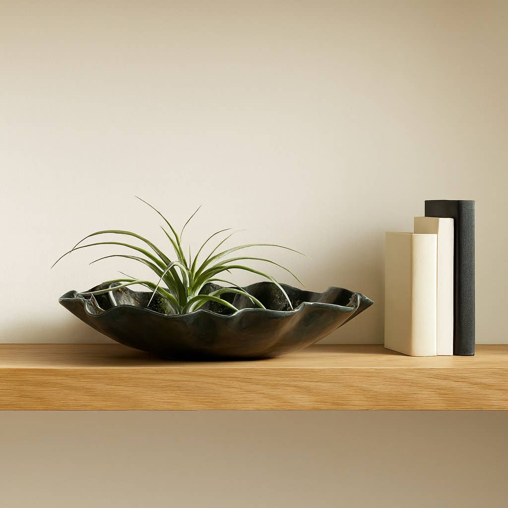 Coastal Green Wavy Edge Decorative Bowl