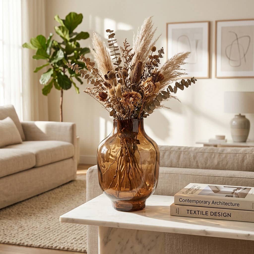 13x8" Glass Vase, Brown