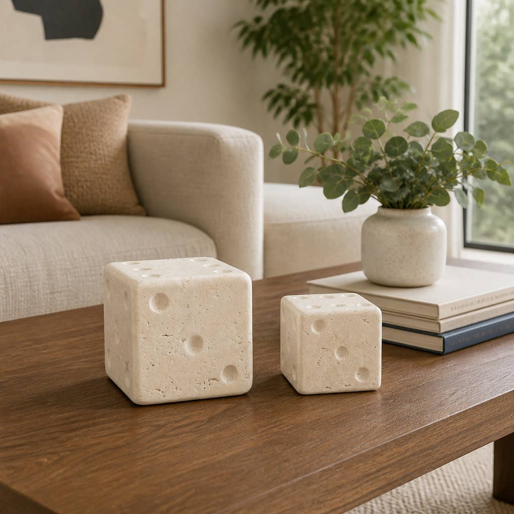 Marble Stone Dice, Ivory