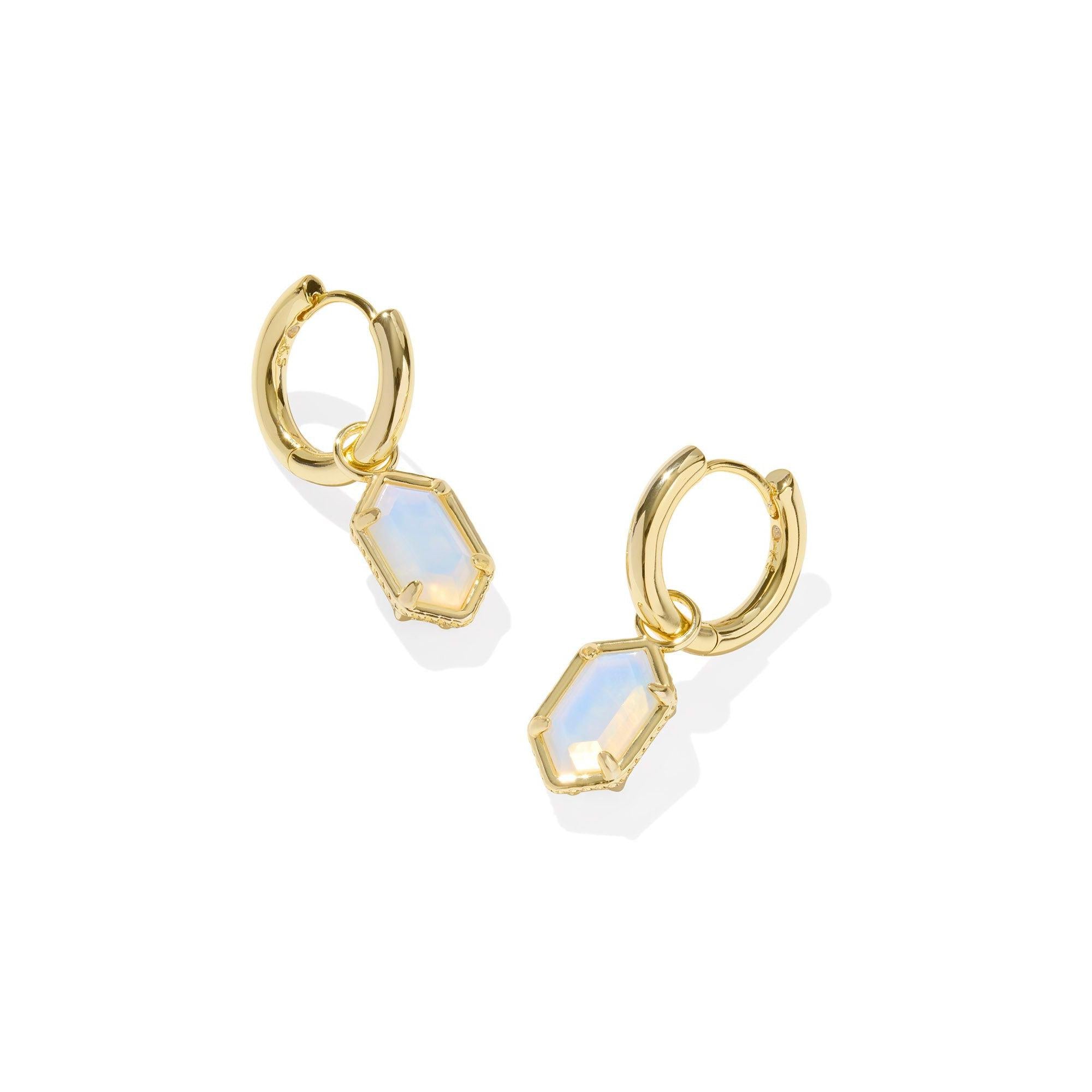 Kendra Scott Hallie Huggie Earrings Gold Opalite Illusion