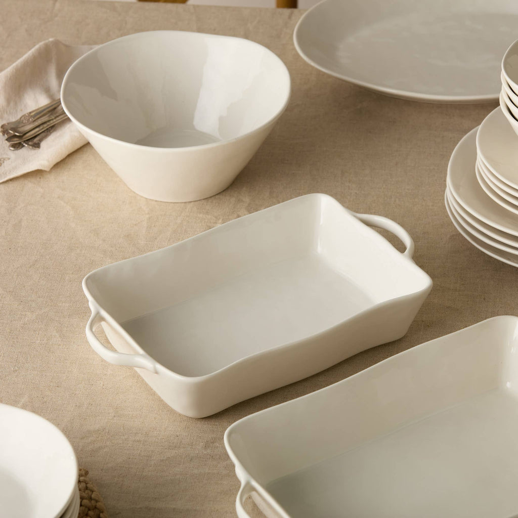 Linen Cream Medium Rectangular Baker