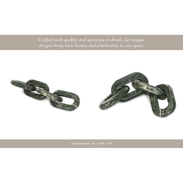 Marble Modern Four-Link Chain Sculpture - Green, 14 in.