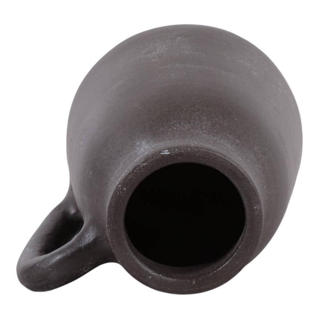 Decorative Vase - Brown Ceramic Handmade with Handle, 8 in.