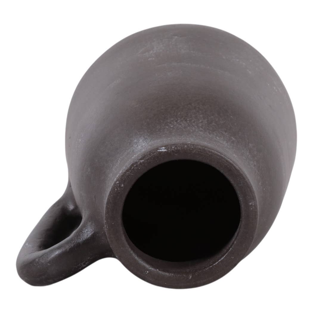 Decorative Vase - Brown Ceramic Handmade with Handle, 8 in.