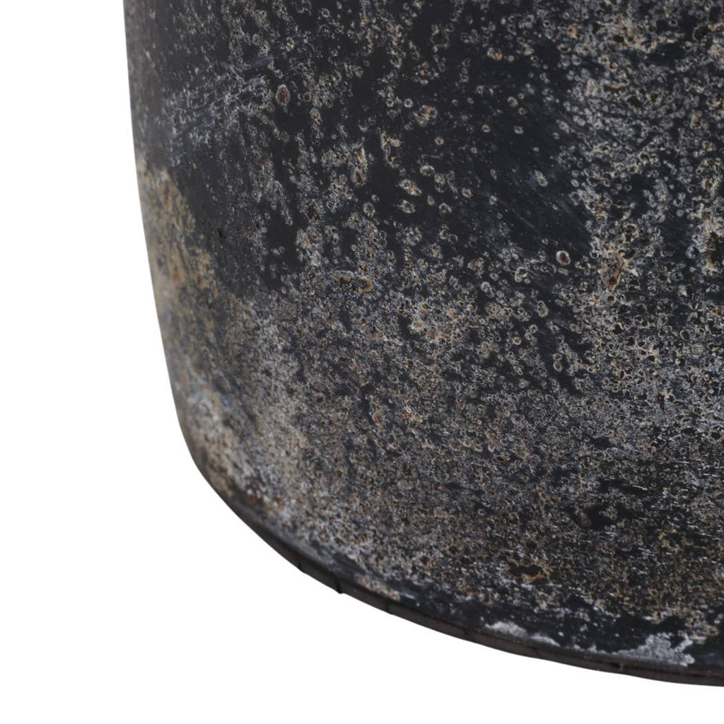 Decorative Vase - Black Terracotta Brushed Textured, 16 in.