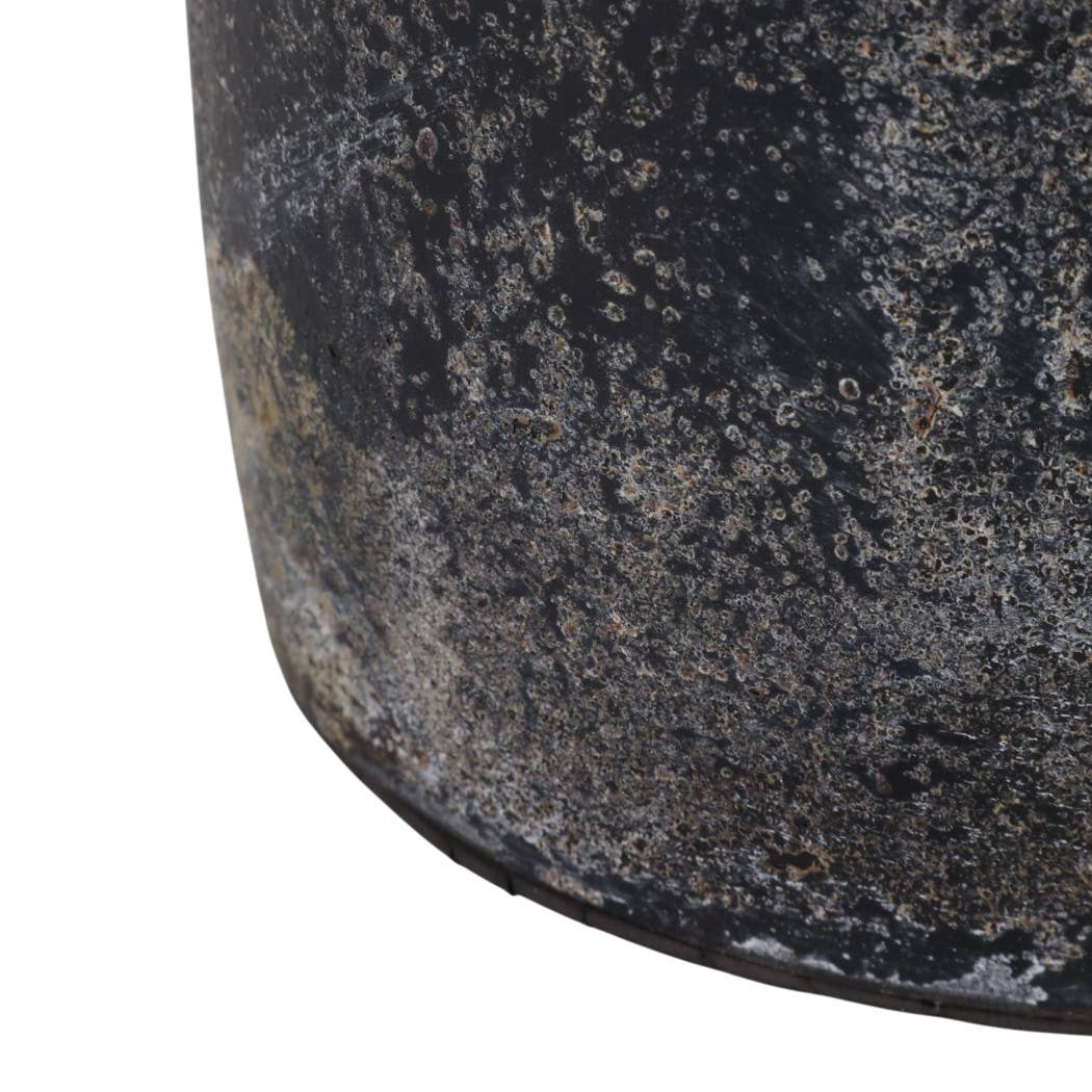 Decorative Vase - Black Terracotta Brushed Textured, 16 in.