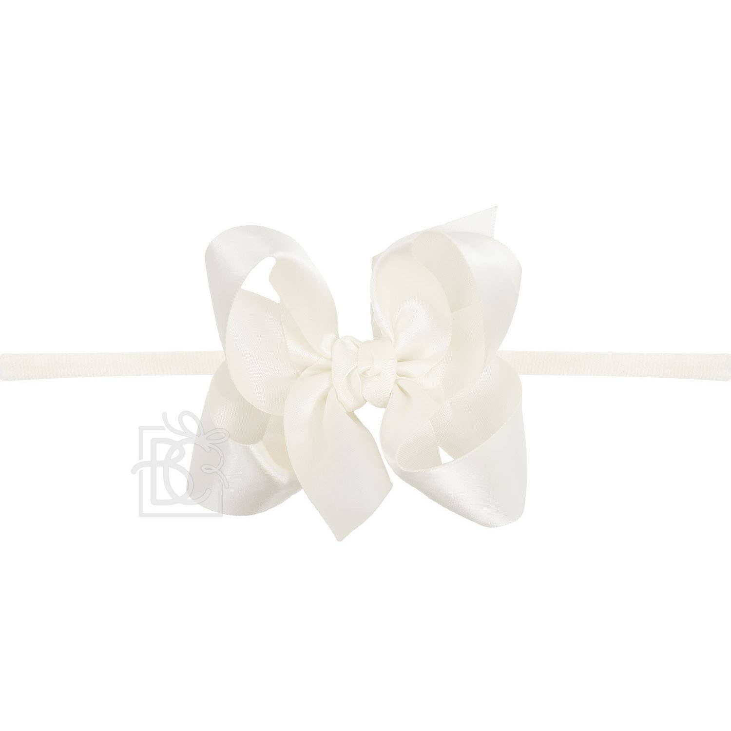 Thin Nylon Headband with Satin Hair Bow