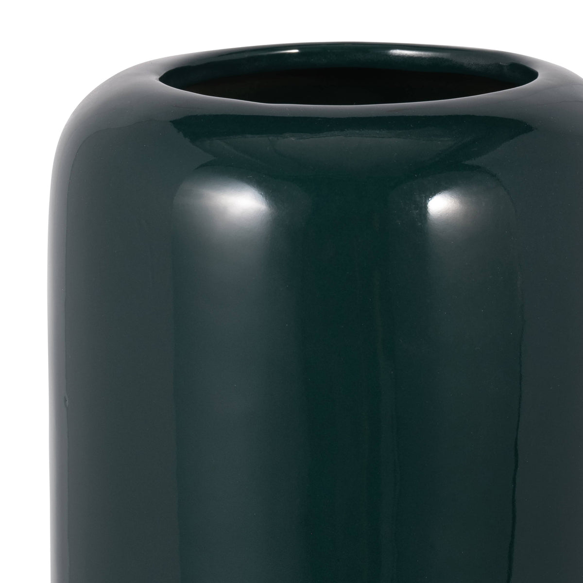 Green Grooved Ceramic Vase with Rounded Rim, 18 in.