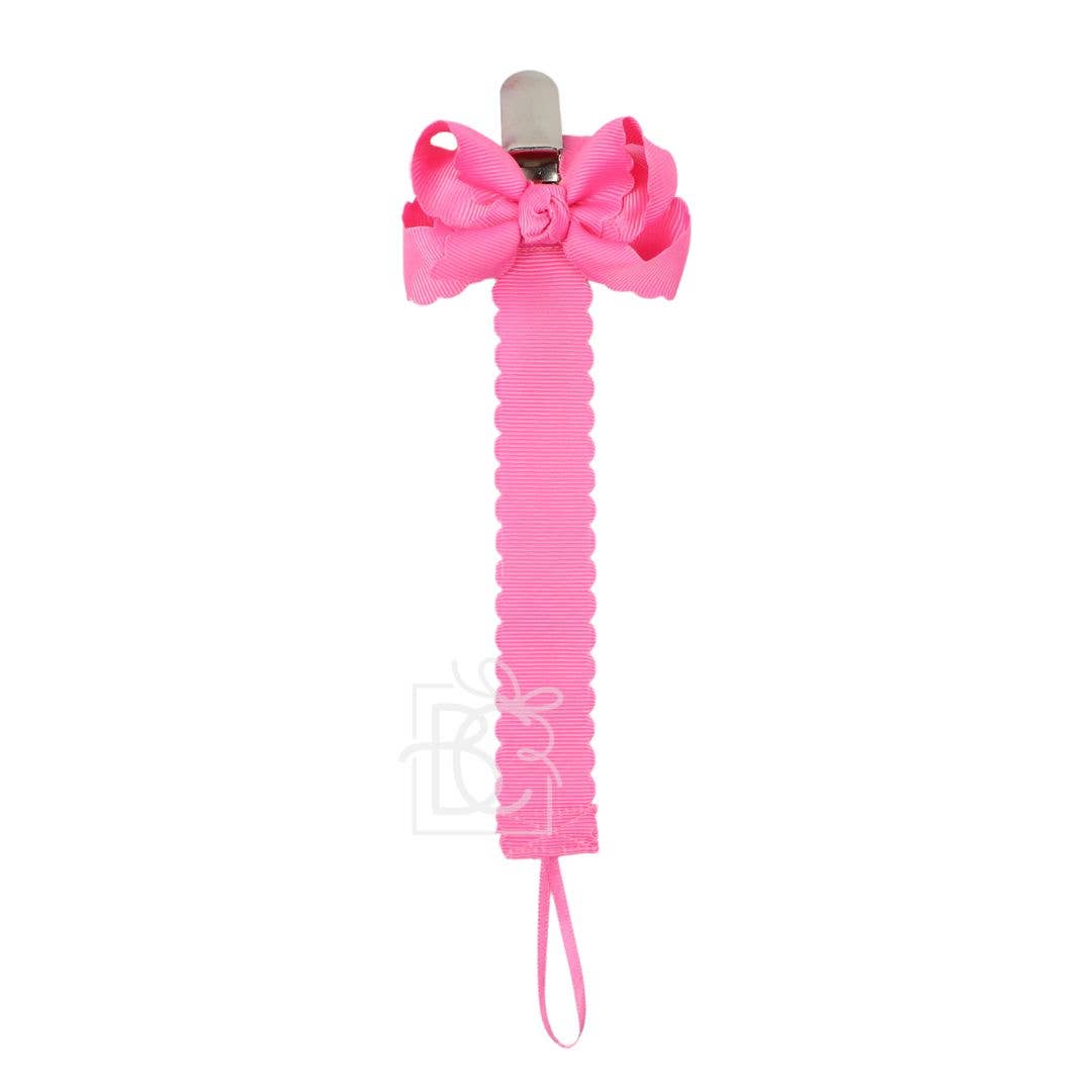 Scalloped Grosgrain Pacifier Clip w/ Detachable Bow