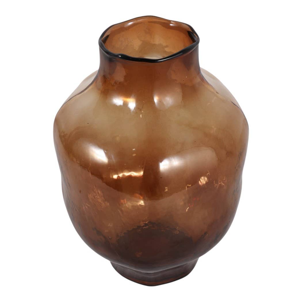 Decorative Vase - Brown Glass Round Decorative Accent, 10 in.