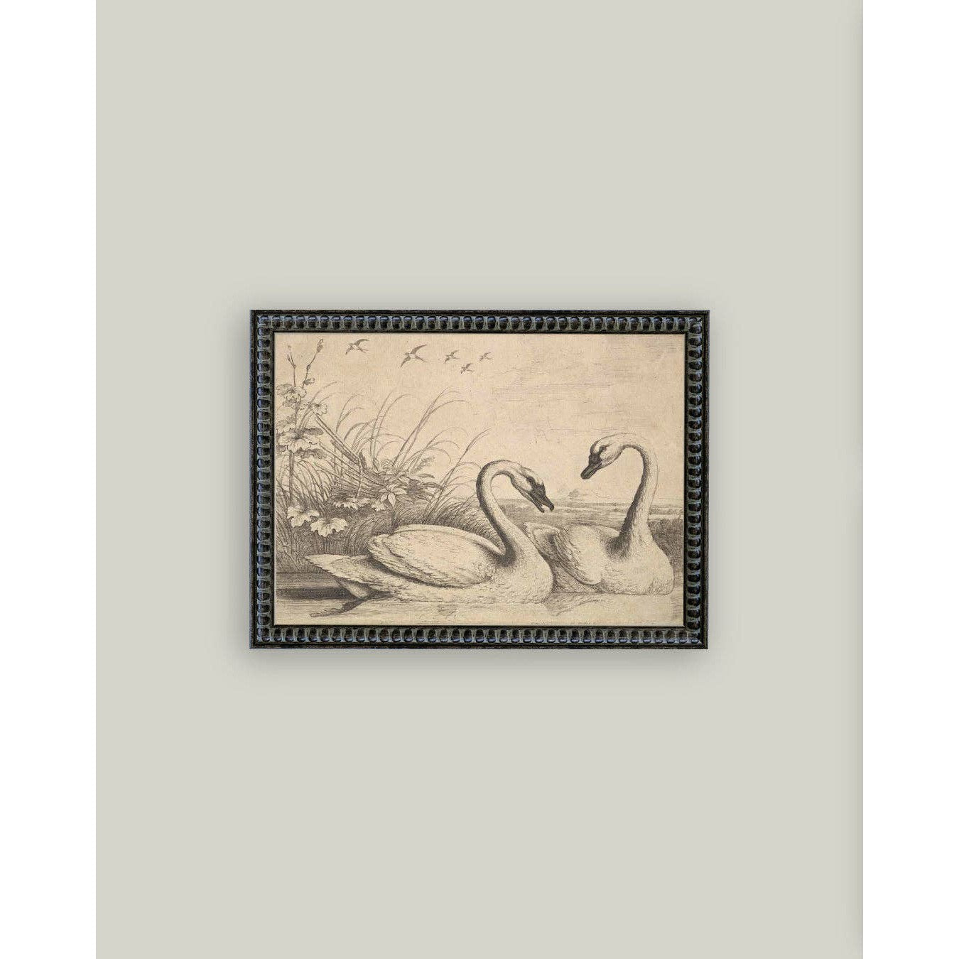 Two Swans Framed Antique Art