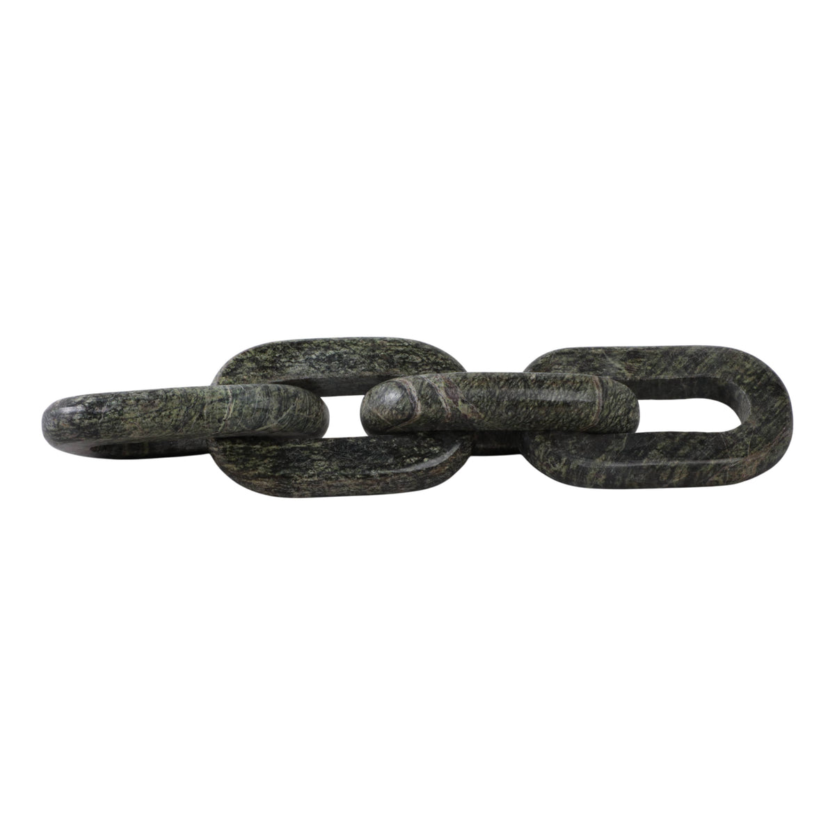 Marble Modern Four-Link Chain Sculpture - Green, 14 in.