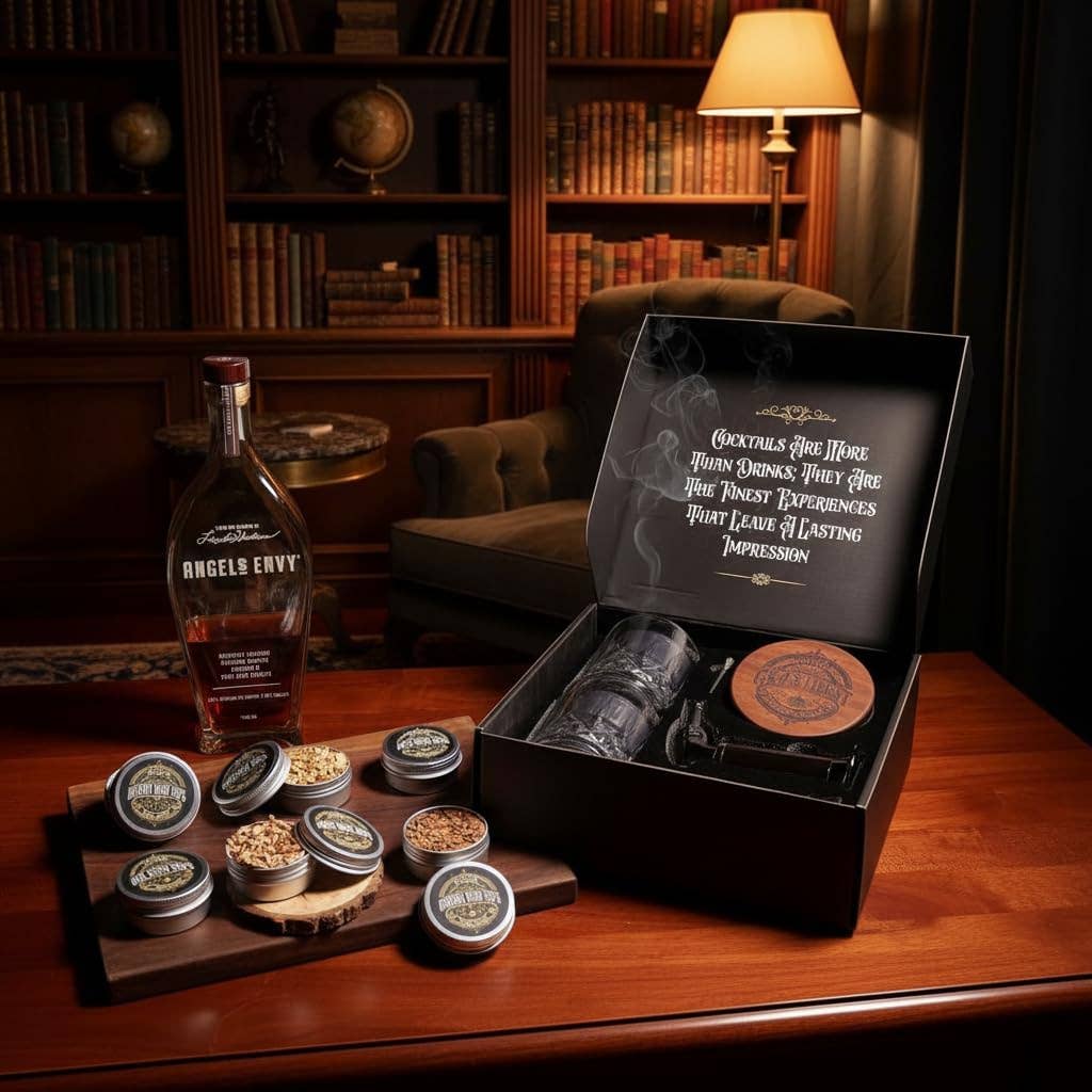 Whiskey Smoker Kit with Torch, 2 Glasses, 6 Wood Chips NO Butane