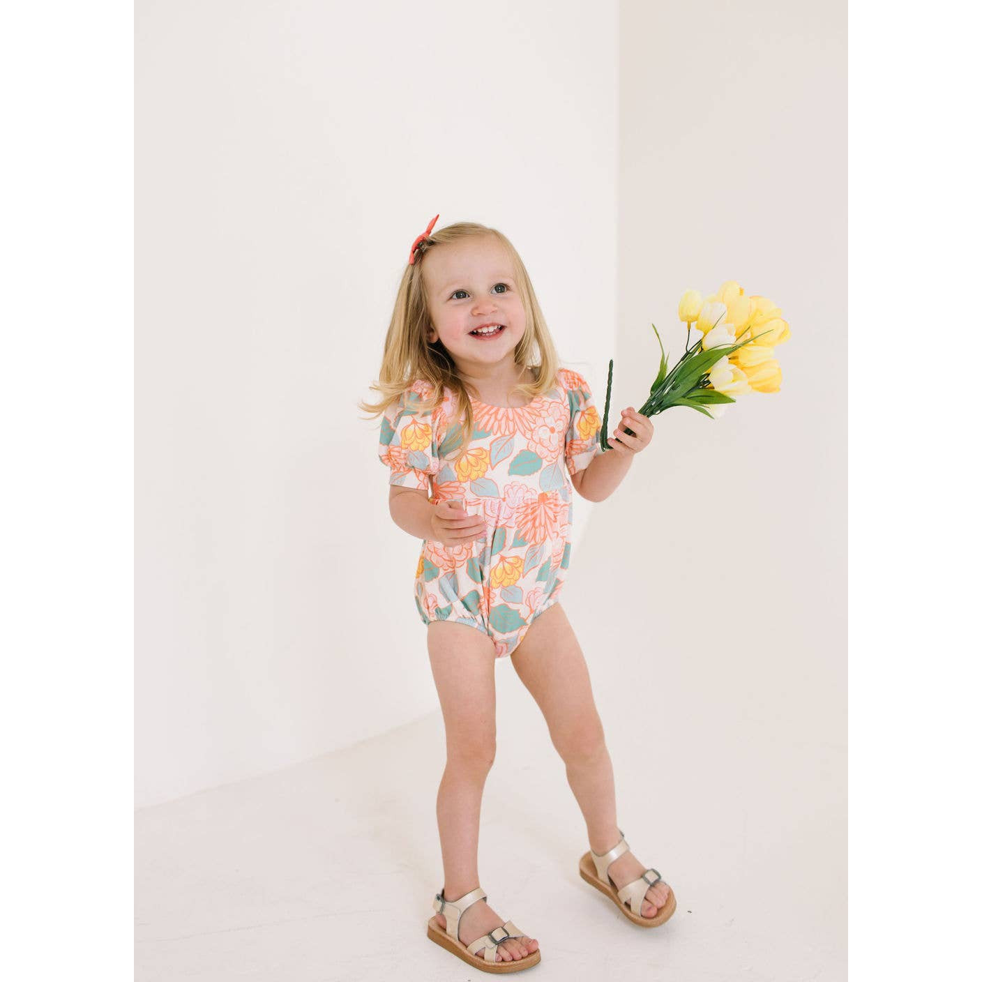 Ollie Jay Puff Baby Romper in Soft Floral