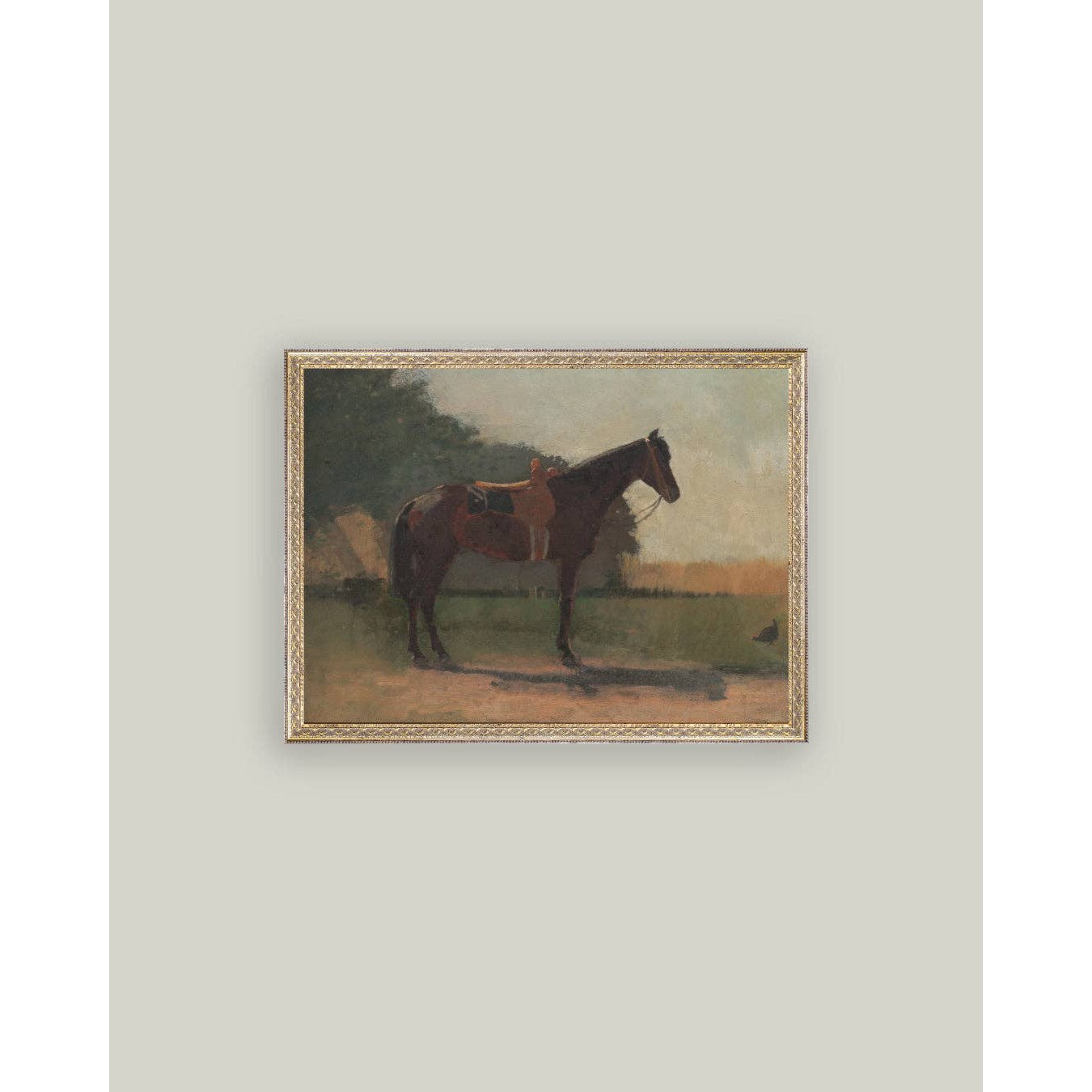 Saddled Horse Framed Antique Art