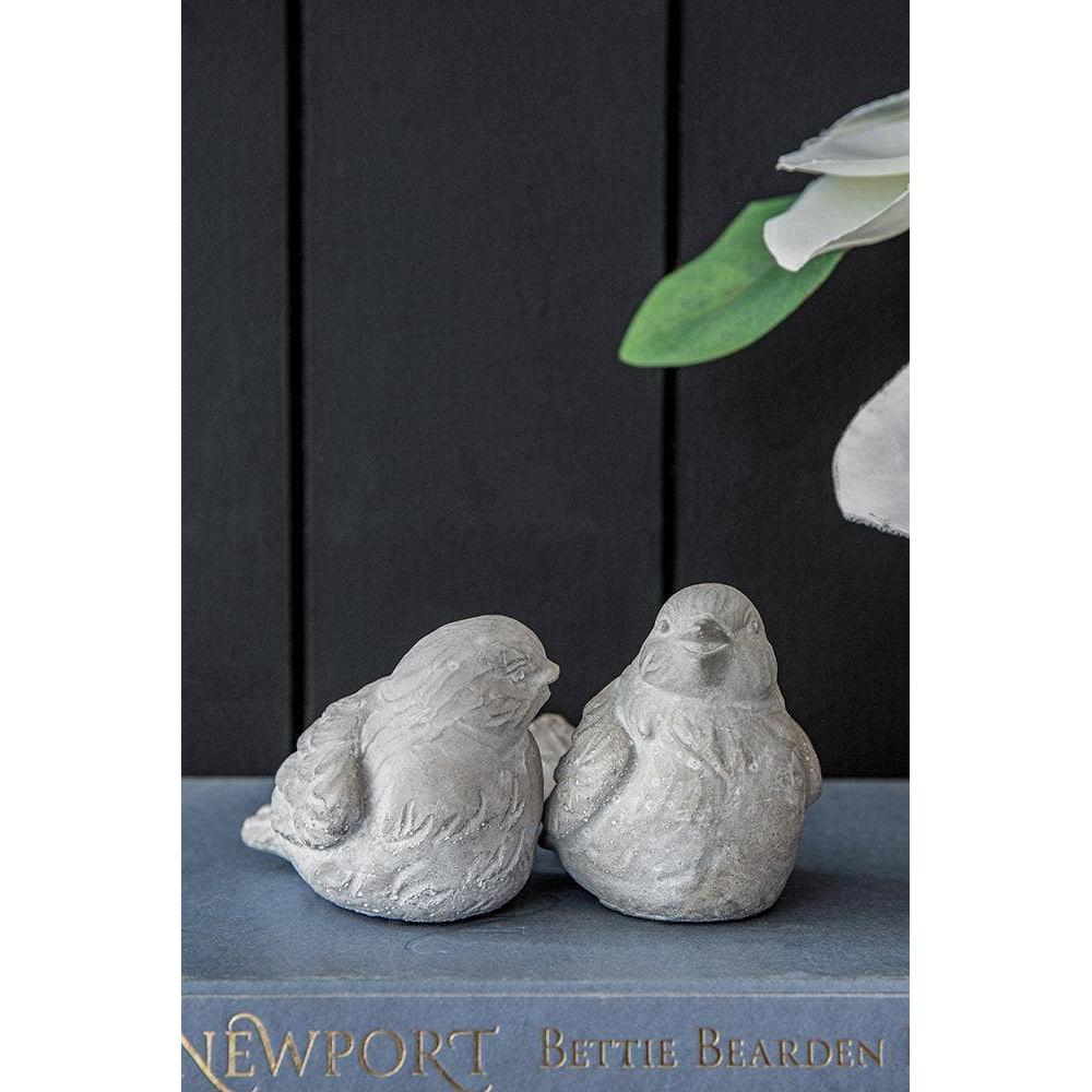 Lovebirds Cement Figurines, Set of 2