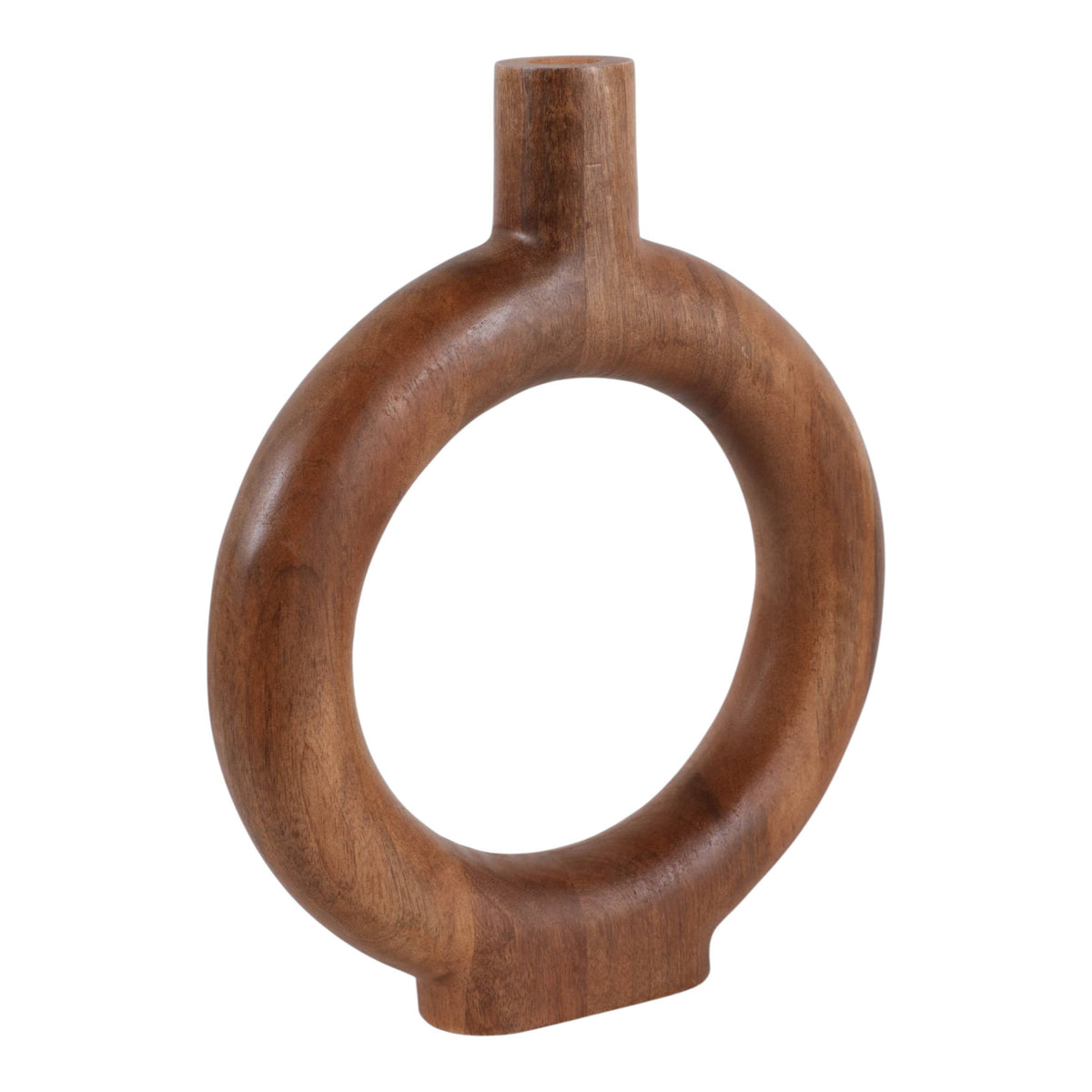 Brown Wood Donut Vase, 14 in.