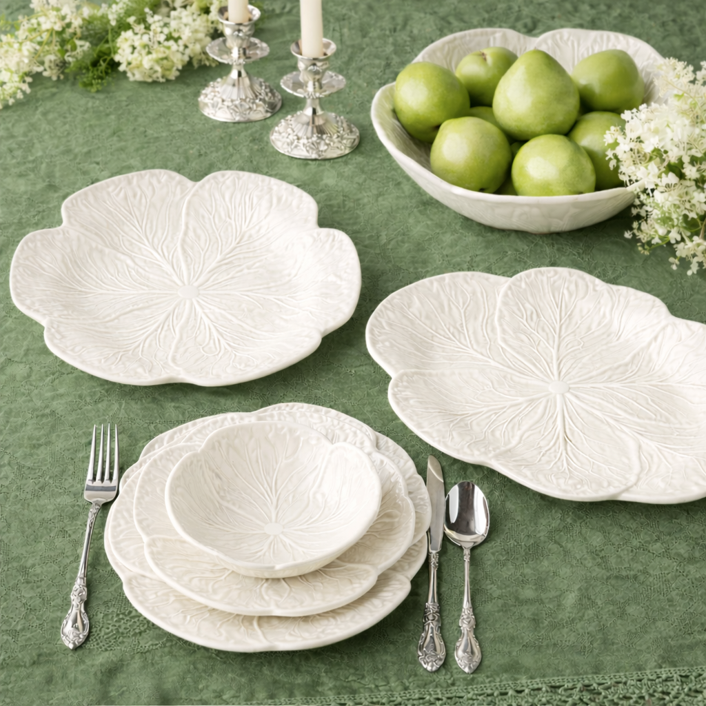 Le Jardin White Cabbage 3-D Round Platter