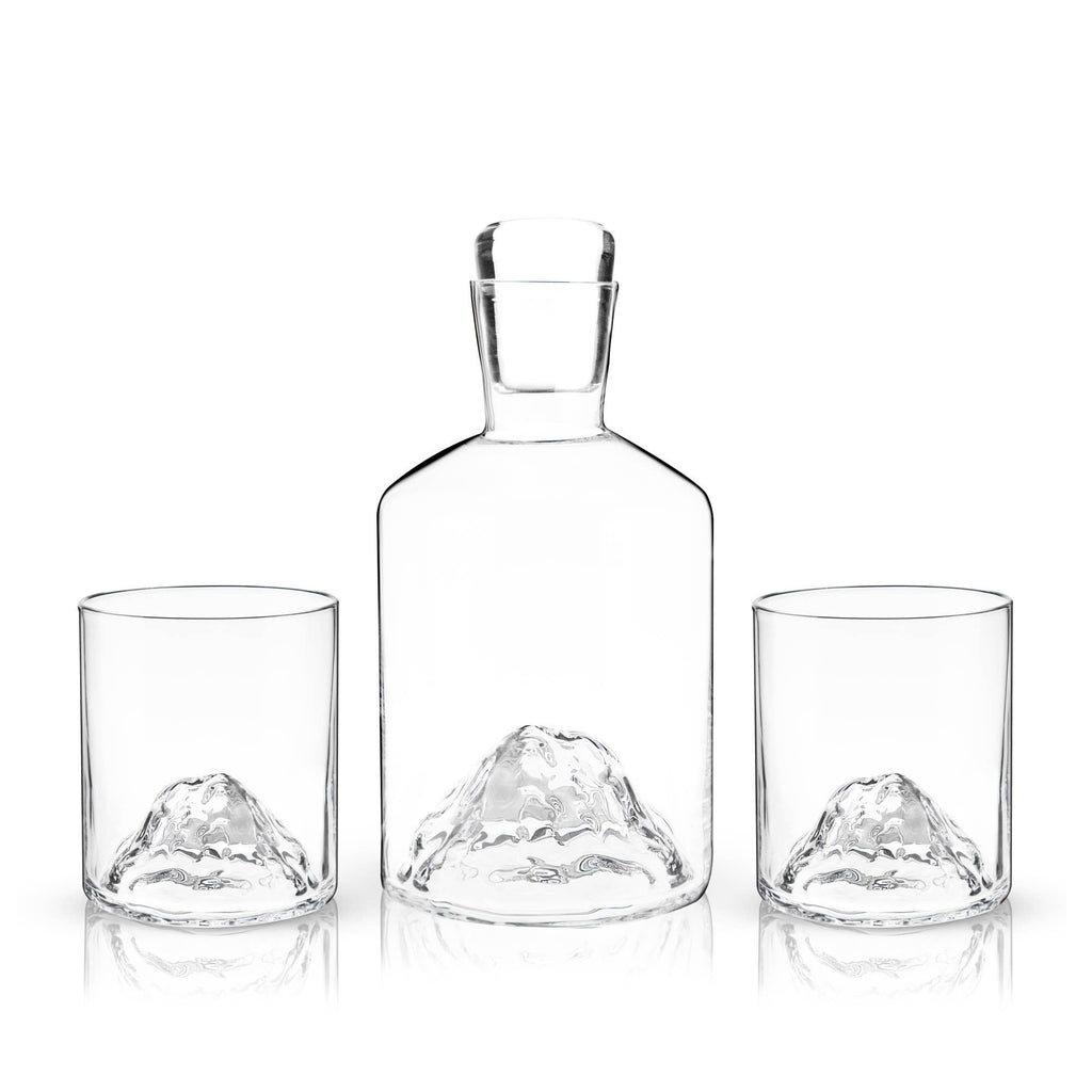 Mountain Crystal Decanter and Tumblers Set of 3