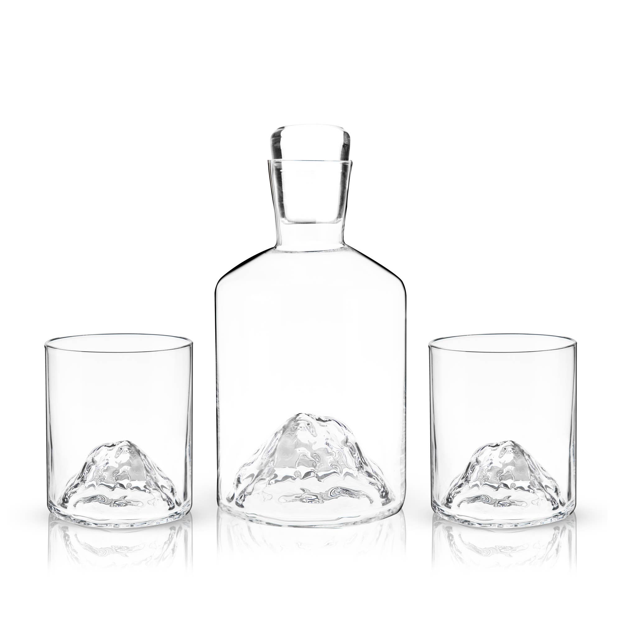 Mountain Crystal Decanter and Tumblers Set of 3
