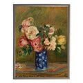 Flowers in a Blue Vase Framed Print by Antique Curiosities Inc