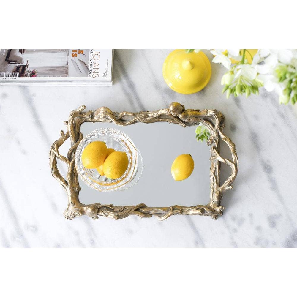 Birdsong Gold Mirrored Tray