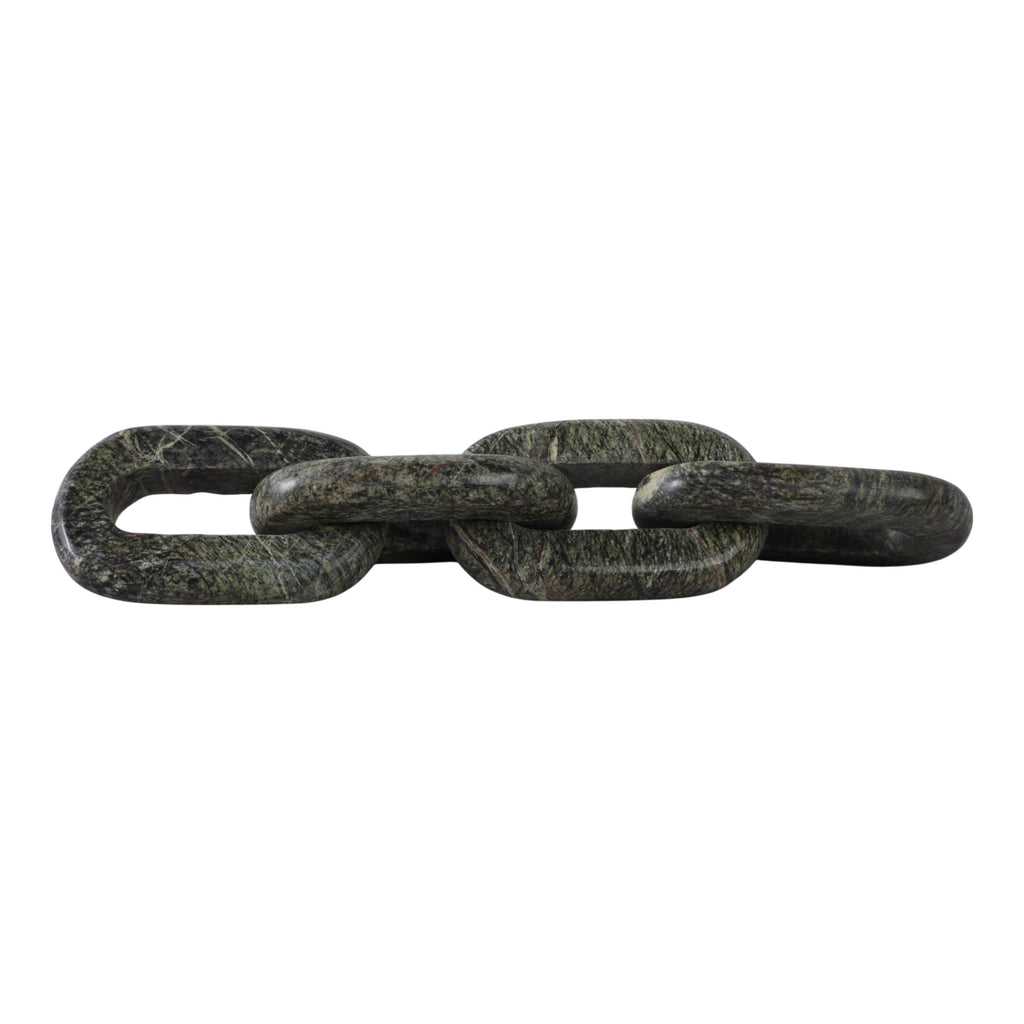 Marble Modern Four-Link Chain Sculpture - Green, 14 in.